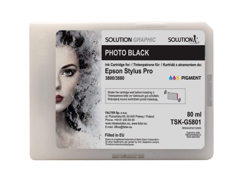 Przejdź do produktu Atrament Solution Graphic do drukarki Epson 3800/3880 (80 ml) photo black (T5801)